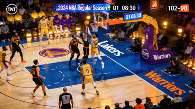 NBA常规赛湖人队对阵勇士队直播画面
